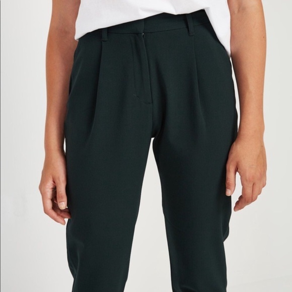 Frank and Oak Grant Pleated Trouser in Dark Green